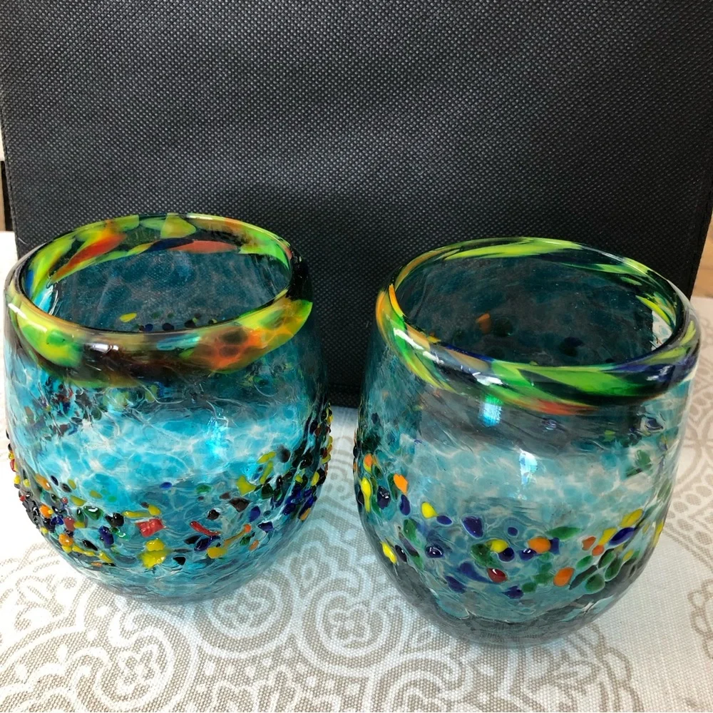 BAMBECO CONFETTI 2 RECYCLED STEMLESS WINE GLASES